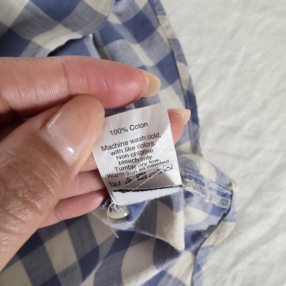 Madewell Blue Gingham Button-Back Top, Size XS - Picture 8 of 8